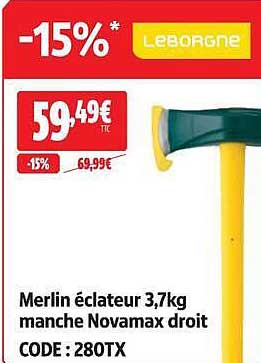 Merlin éclateur 3,7kg manche Novamax droit