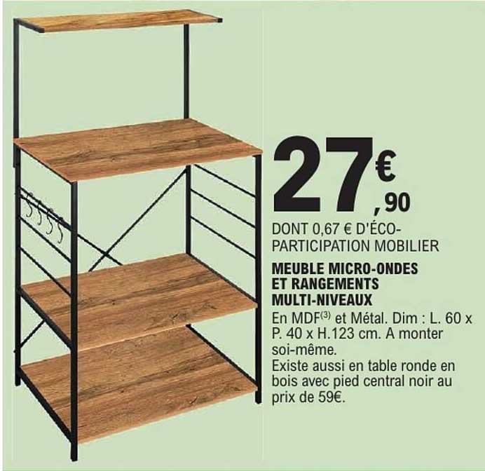 MEUBLE MICRO-ONDES ET RANGEMENTS MULTI-NIVEAUX