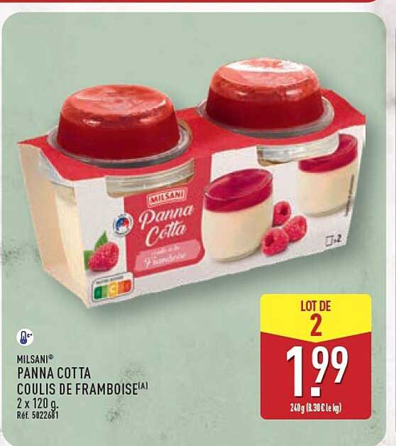 MILSANI PANNA COTTA COULIS DE FRAMBOISE(A) 2 x 120 g