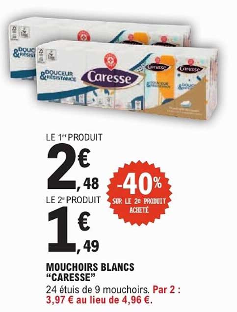 MOUCHOIRS BLANCS “CARESSE”
