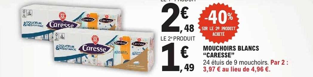 MOUCHOIRS BLANCS “CARESSE”