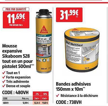 Mousse expansive Sikaboom 528 tout en un pour pistolet 500ml**