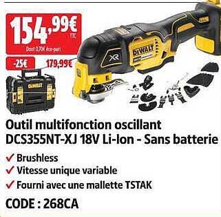 Outil multifonction oscillant DCS355NT-XJ 18V Li-ion - Sans batterie