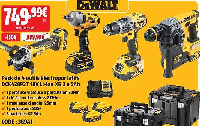 Pack de 4 outils électroportatifs DCK429P3T 18V Li-ion XR 3 x 5Ah