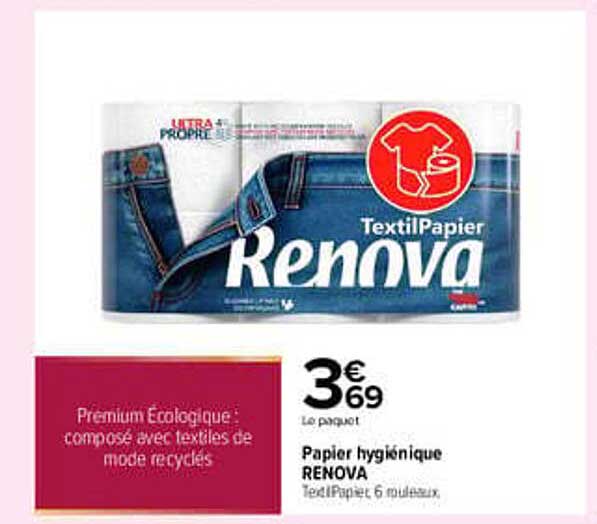 Papier hygiénique RENOVA TextilPapier 6 rouleaux