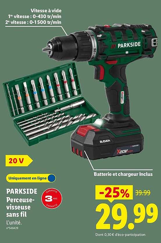 PARKSIDE Perceuse-visseuse sans fil