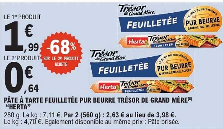PÂTE À TARTE FEUILLETÉE PUR BEURRE TRÉSOR DE GRAND MÈRE “HERTA”