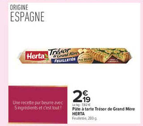 Pâte à tarte Trésor de Grand Mère HERTA