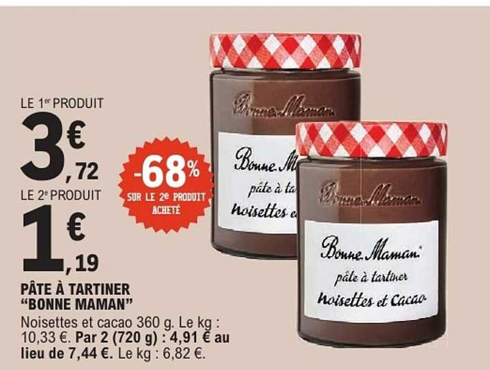 PÂTE À TARTINER “BONNE MAMAN” Noisettes et cacao 360 g