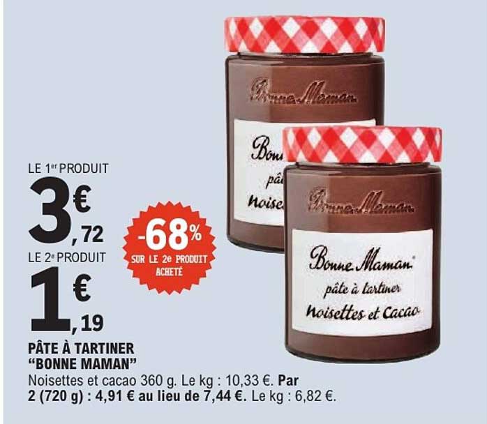 PÂTE À TARTINER “BONNE MAMAN” Noisettes et cacao 360 g