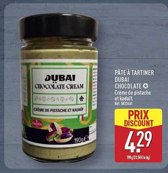 PÂTE À TARTINER DUBAI CHOCOLATE Crème de pistache et kadaïf.