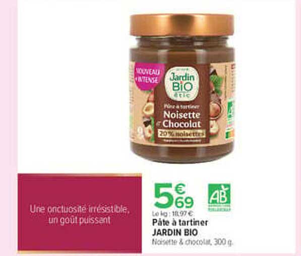 Pâte à tartiner JARDIN BIO Noisette & chocolat, 300 g