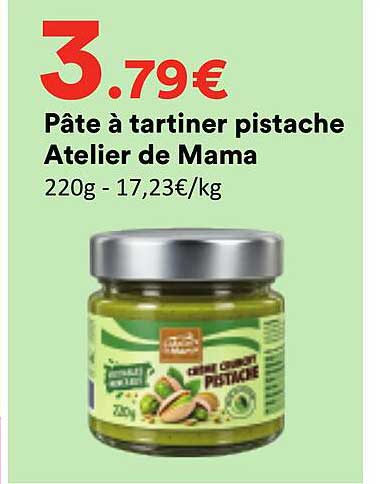 Pâte à tartiner pistache Atelier de Mama