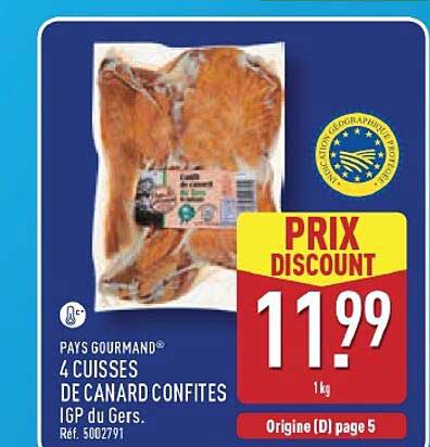 PAYS GOURMAND® 4 CUISSES DE CANARD CONFITES IGP du Gers. Réf. 5002791