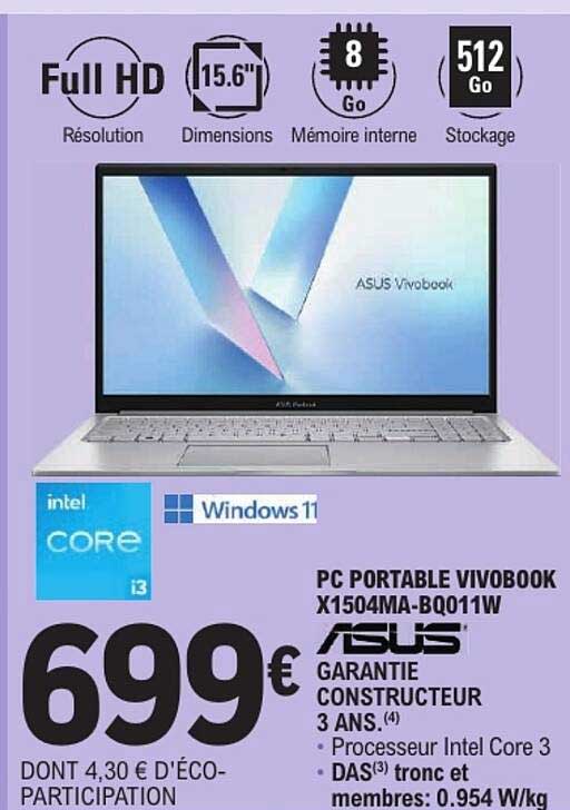 PC PORTABLE VIVOBOOK X1504MA-BQ011W