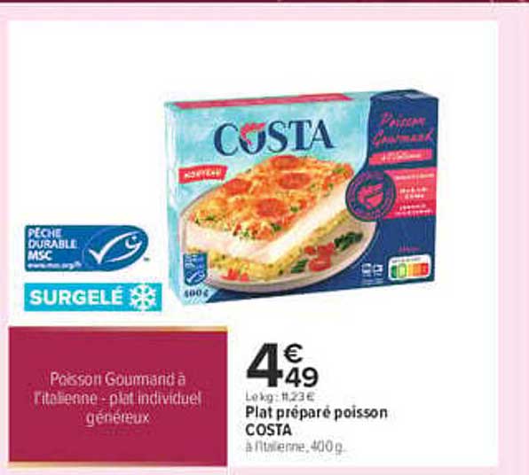 Plat préparé poisson COSTA à l’italienne, 400 g