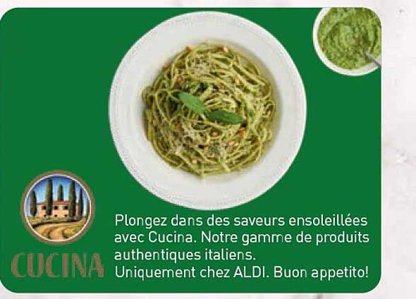 Plongez dans des saveurs ensoleillées avec Cucina. Notre gamme de produits authentiques italiens. Uniquement chez ALDI. Buon appetito!