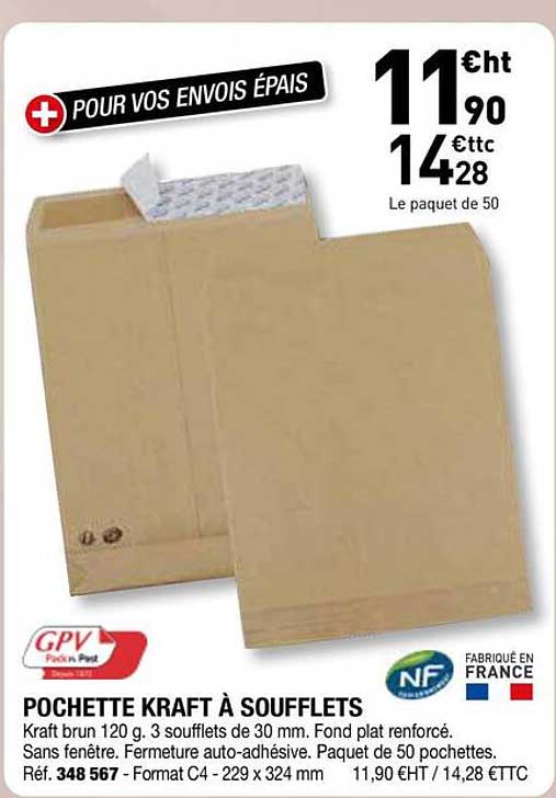 POCHETTE KRAFT À SOUFFLETS