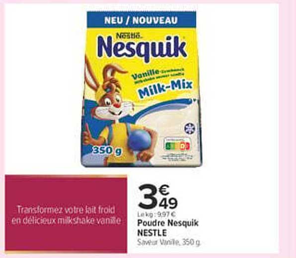 Poudre Nesquik NESTLE Saveur Vanille, 350 g