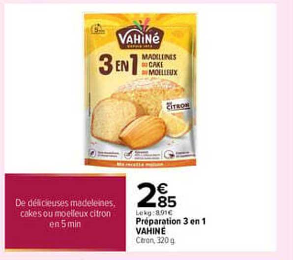 Préparation 3 en 1 VAHINÉ Citron, 320 g