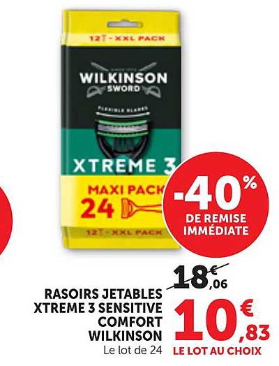 RASOIRS JETABLES XTREME 3 SENSITIVE COMFORT WILKINSON