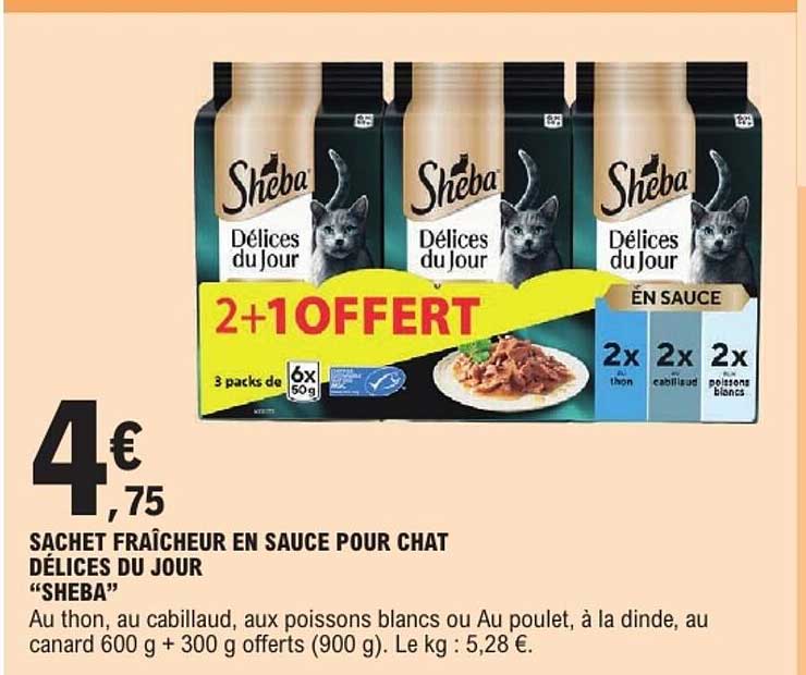SACHET FRAÎCHEUR EN SAUCE POUR CHAT DÉLICES DU JOUR "SHEBA"