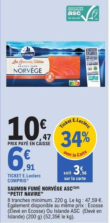 SAUMON FUMÉ NORVÈGE ASC PETIT NAVIRE