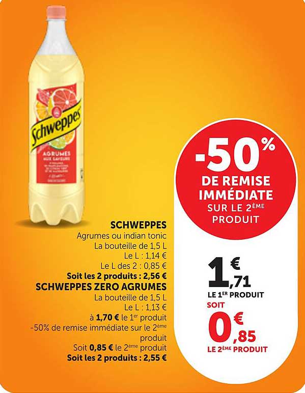 SCHWEPPES Agrumes ou indian tonic