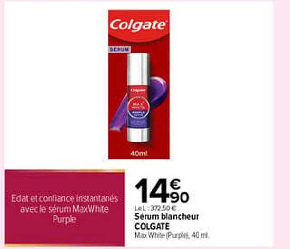 Sérum blancheur COLGATE Max White Purple, 40 ml