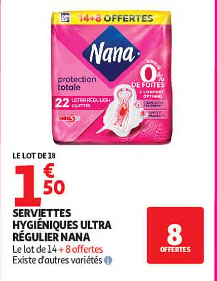 SERVIETTES HYGIÉNIQUES ULTRA RÉGULIER NANA