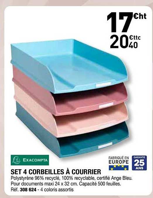 SET 4 CORBEILLES À COURRIER