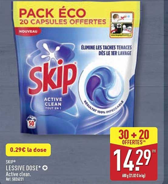 SKIP® LESSIVE DOSE* Active clean.