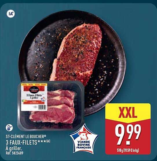 ST-CLÉMENT LE BOUCHER® 3 FAUX-FILETS*** (A) À griller. Réf. 502348