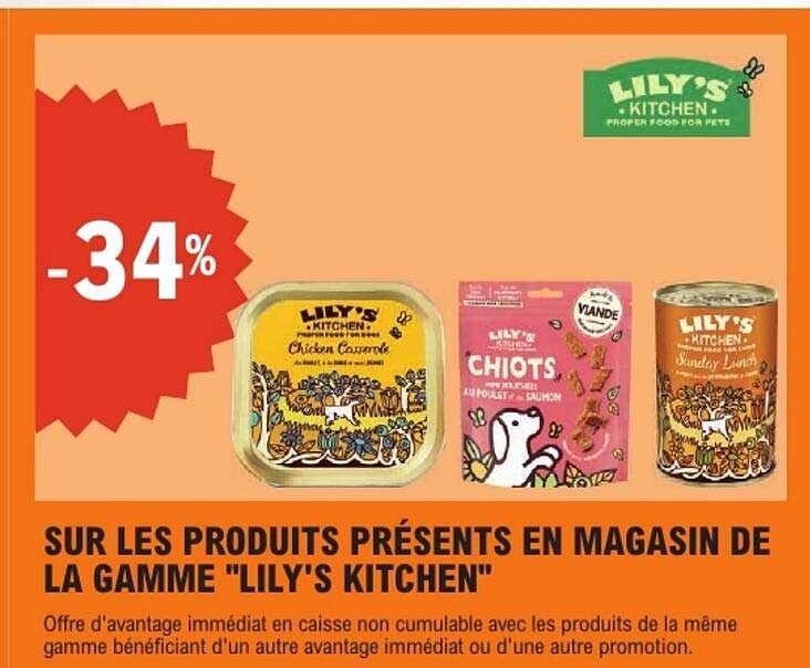 SUR LES PRODUITS PRESENTS EN MAGASIN DE LA GAMME "LILY'S KITCHEN"
