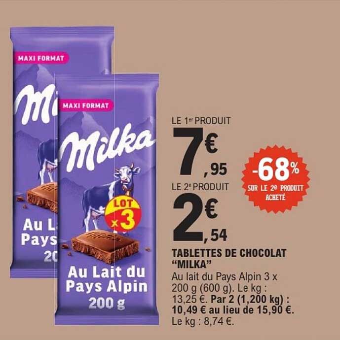 TABLETTES DE CHOCOLAT “MILKA”