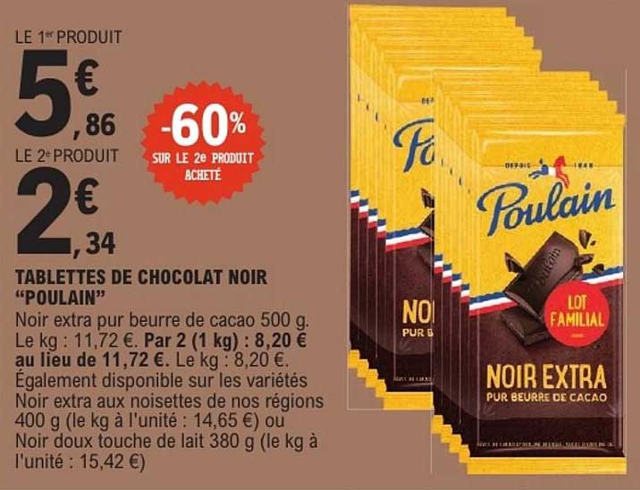 TABLETTES DE CHOCOLAT NOIR “POULAIN”
