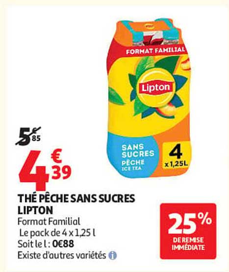 THÉ PÊCHE SANS SUCRES LIPTON