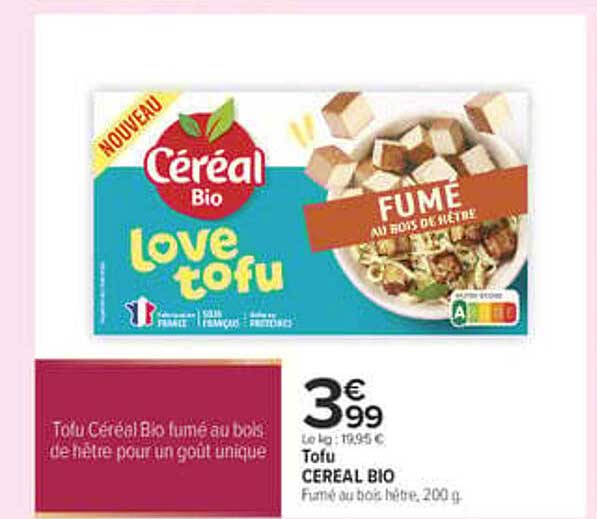 Tofu CEREAL BIO fumé au bois de hêtre, 200 g