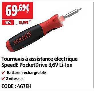 Tournevis à assistance électrique SpeedE PocketDrive 3,6V Li-Ion