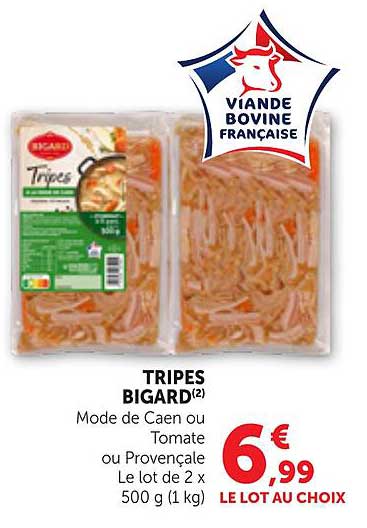 TRIPES BIGARD(2) Mode de Caen ou Tomate ou Provençale Le lot de 2 x 500 g (1 kg)