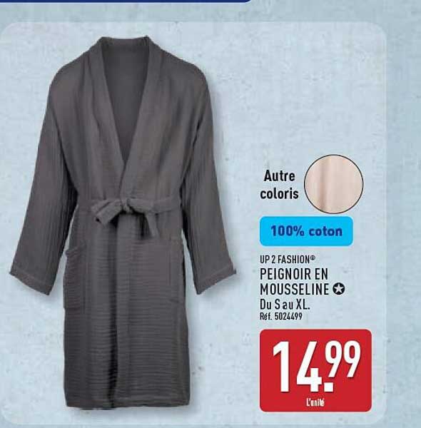 UP 2 FASHION® PEIGNOIR EN MOUSSELINE Du S au XL. Réf. 5024499