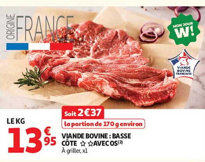 VIANDE BOVINE : BASSE CÔTE AVEC OS