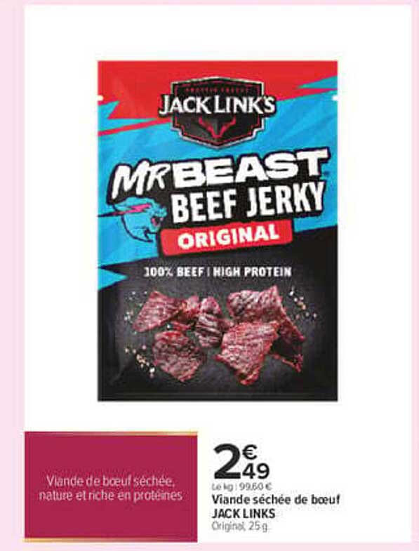 Viande séchée de boeuf JACK LINK'S Original 25 g