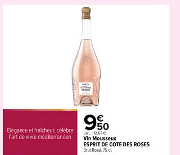 Vin Mousseux ESPRIT DE COTE DES ROSES Brut Rosé, 75 cl