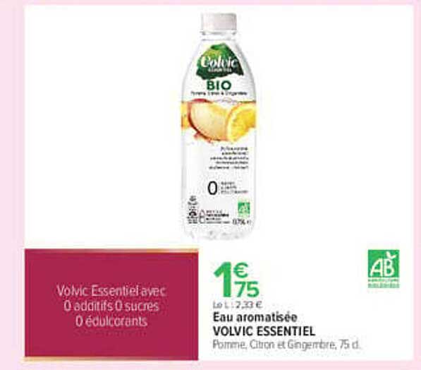 Volvic ESSENTIEL Pomme, Citron et Gingembre, 75 cl