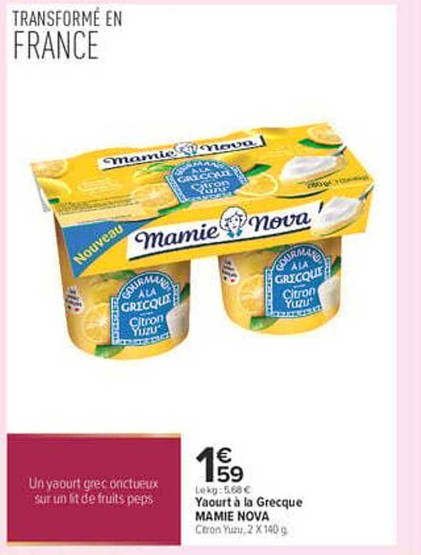 Yaourt à la Grecque MAMIE NOVA Citron Yuzu, 2 x 140 g