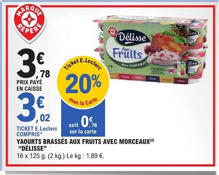 YAOURTS BRASSÉS AUX FRUITS AVEC MORCEAUX "DÉLISSE"