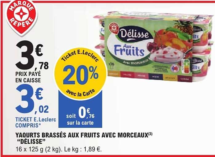 YAOURTS BRASSÉS AUX FRUITS AVEC MORCEAUX “DÉLISSE”