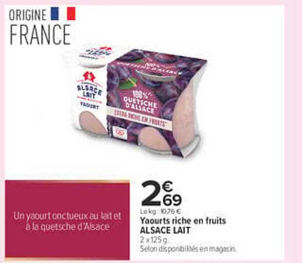 Yaourts riche en fruits ALSACE LAIT