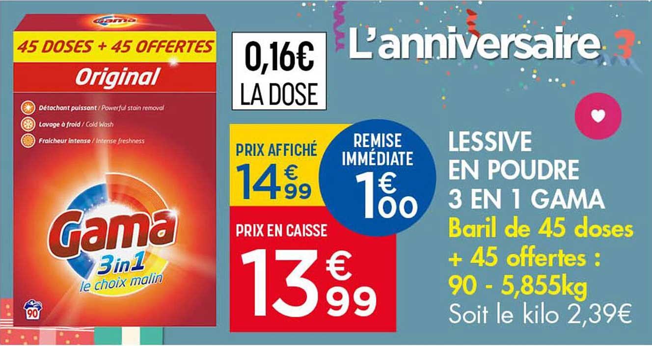 LESSIVE EN POUDRE 3 EN 1 GAMA